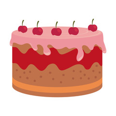 birthday cake dessert candles cherry isolated vector illustration eps 10