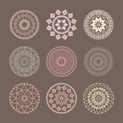 Mandala. Set of vector circle ornaments. Abstract sacred geometry