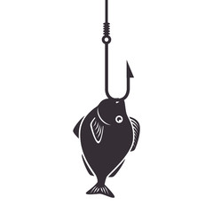 fish icon fishing hook isolated vector illustration eps 10