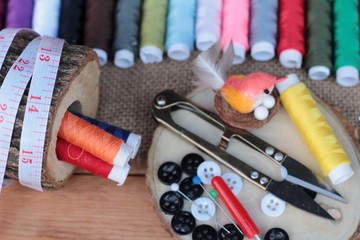 Sewing Supplies ,scissors thread with and scissors.