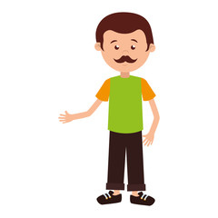 man cartoon adult moustache standing isolated vector illustration eps 10