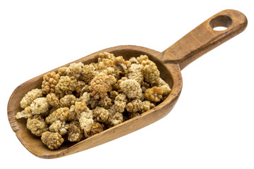 rustic scoop of dried mulberries