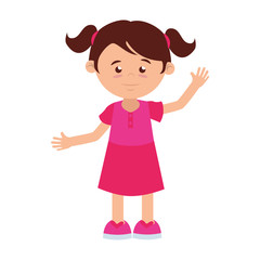 girl cartoon fuchsia dress tail hairstyle happy isolated