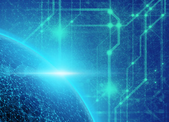 world of particle star abstract ai tech neon glow wave futuristic network background illustration, cyber space time, system of galaxy, light stream of data hologram