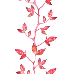 Thin branches . Seamless pattern 1. Watercolor floral border