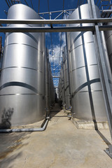 Photo of metal wine barrels