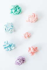 Colorful crumpled paper isolated