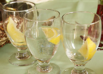 Water Glasses with Lemon