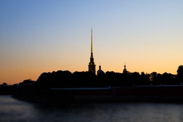 Peter and Paul Fortress and the sunset