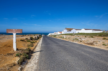 Asphalt road near Peniche Remédios cross, Portugal, Europe