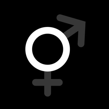 Asexuality or Intersex - dark and dull symbols of male and female gender create white empty round - symbol of lack of sex drive towards men and women or inability to define sex