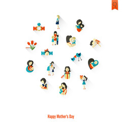 Fototapeta premium Happy Mothers Day Icons