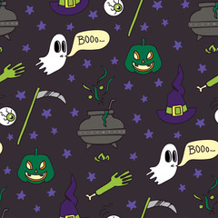 Halloween pattern with traditional scary elements.