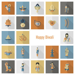 Fototapeta premium Diwali. Indian Festival Icons