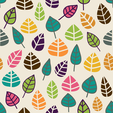Seamless pattern in vector made of leaves