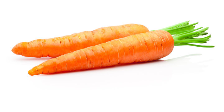Two carrots isolated on withe background