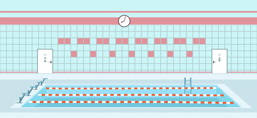 Swimming pool interior. Vector illustration in flat style.