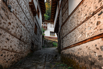 Along the narrow streets of Shiroka laka village, Bulgaria