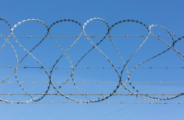 Barbed and razor wire security fence