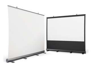 Portable screens for presentations isolated on white background.