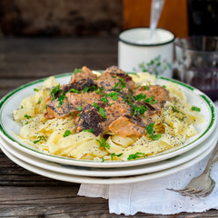 Pasta with Beef Meatballs and Wild Mushrooms