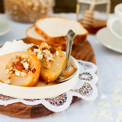 Honey Roast Pears with Granola and Yogurt