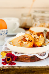 Honey Roast Pears with Granola and Yogurt
