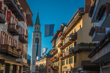 Cortina d'Ampezzo town in Italian Alps