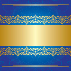 blue curly vector background with golden center