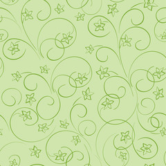 light green floral background - vector seamless pattern with flo