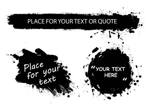 Vector banners, backgrounds, posters for quote or text collection. Hand drawn frames, strokes and round speech boxes. Grunge texture.
