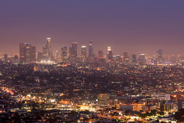 Fototapeta na wymiar Downtown LA Los Angeles skyline in California