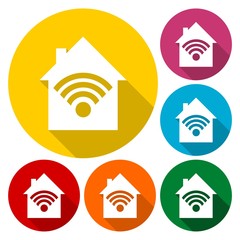 Free wifi zone icon, wireless house concept, vector illustration