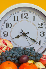 clock with fruits