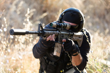 mercenary with weapon