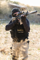 mercenary with weapon