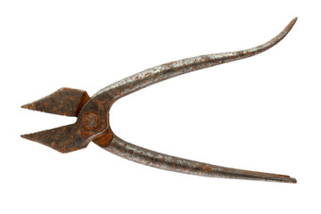 Rusty pliers isolated on white background