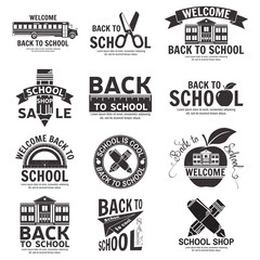 Set of retro school vintage badges and labels.