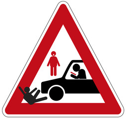 Attention! Smartphone-People in car crossing!