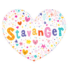 Stavanger city in Norway heart shaped type lettering vector design