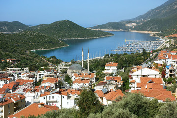 Fototapeta na wymiar View of the town Kas, Lycian Coast, Turkey