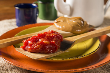 Typical Brazilian specialty: guava paste with white cheese, loca