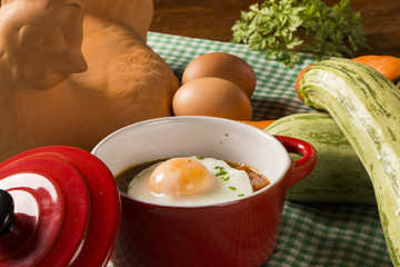 Poached eggs in tomato sauce