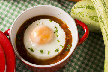 Poached eggs in tomato sauce