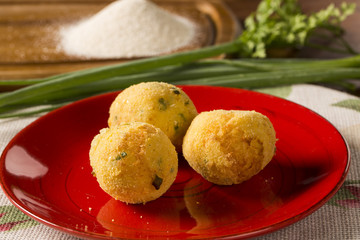 balls manioc fried garnished with parsley (Selective Focus, Focu