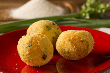 balls manioc fried garnished with parsley (Selective Focus, Focu