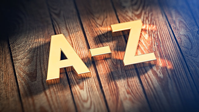 Sign A-Z on wood planks