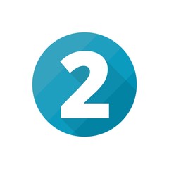 Number symbol 2, Flat icons set with long shadow