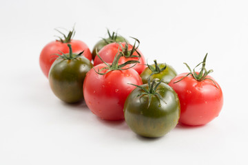Ripe colorful red and green kumato tomatoes