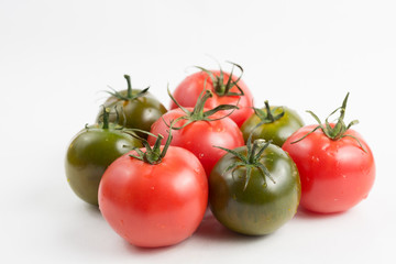 Ripe colorful red and green kumato tomatoes